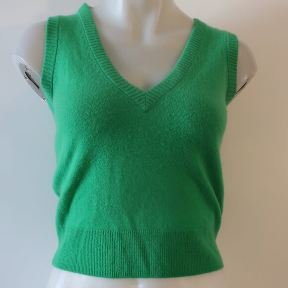 NWT Womens J.Crew Green V-Neck 100% Cashmere Sleeveless Pullover Sweater XXS - Picture 3 of 6